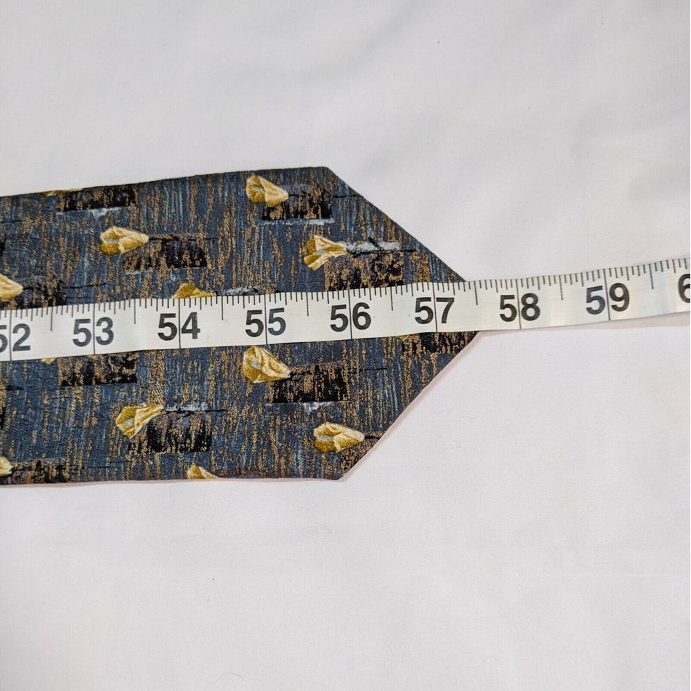 Ermenegildo Zegna‎ Men's Neck Tie 100% Silk Italy Luxury 56" Gray Gold Pattern - Picture 7 of 8